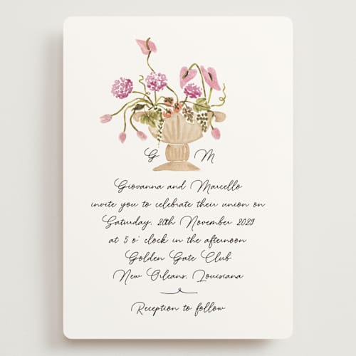 This is a deep blush wedding invitations with standard by Pati Cascino called barolo printing on signature in grand