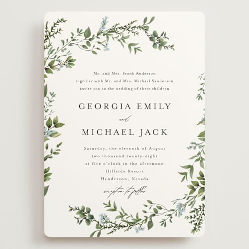 This is a coast wedding invitations with standard by Susan Moyal called romantic florals printing on signature in grand