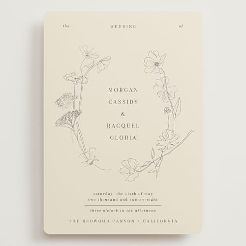 This is a ivory wedding invitations with standard by Baumbirdy called floral stamp printing on signature in grand