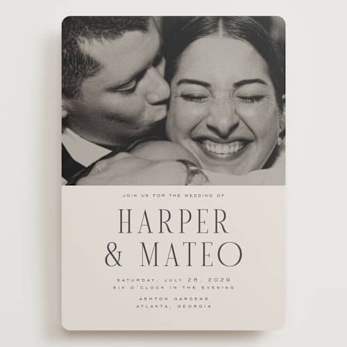 This is a sandstone wedding invitations with standard by Nicole Walsh called close-up printing on signature in grand