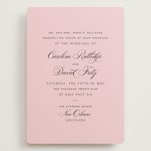 This is a peony wedding invitations with standard by Megan Davis called nola printing on signature in grand