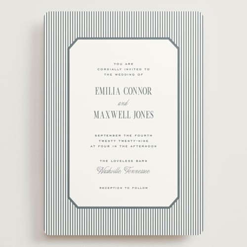 This is a capri wedding invitations with standard by Emily Betts called modern stripes printing on signature in grand