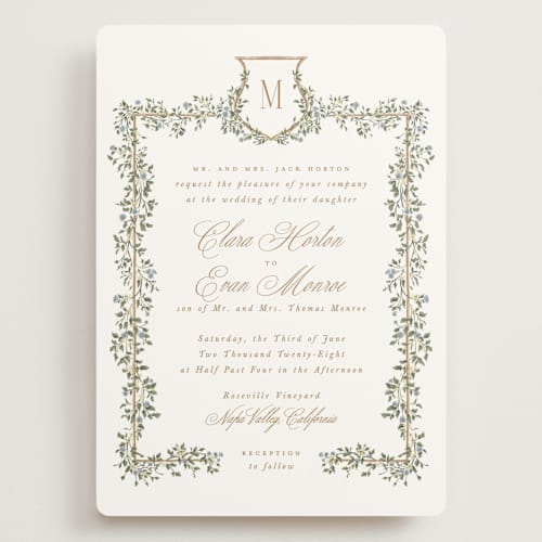 This is a lake wedding invitations with standard by Leah Bisch called arbour printing on signature in grand