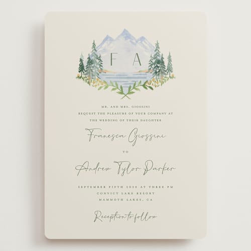 This is a summer wedding invitations with standard by Petra Kern called miniature mountainscape printing on signature in grand
