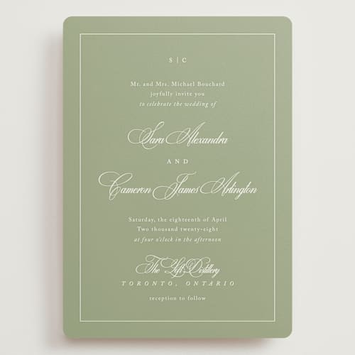 This is a garden wedding invitations with standard by Kelly Schmidt called greenwood printing on signature in grand