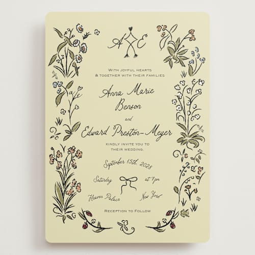 This is a oat wedding invitations with standard by Helena Vitto called love rests in a garden printing on signature in grand