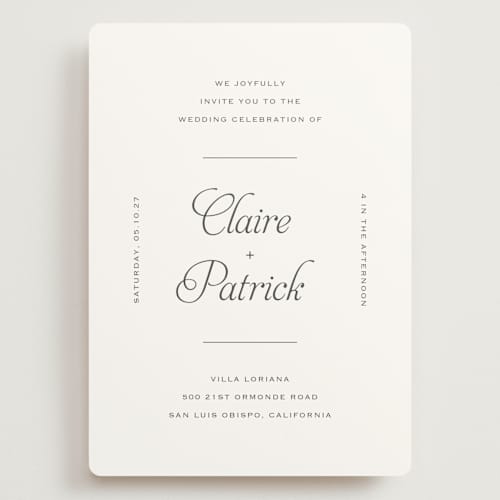 This is a ash wedding invitations with standard by Carolyn MacLaren called modernne printing on signature in grand