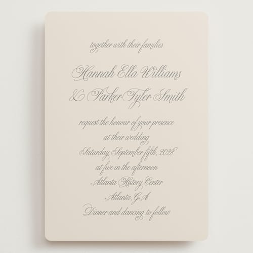 This is a ivory wedding invitations with standard by Petra Kern called let's say i do printing on signature in grand