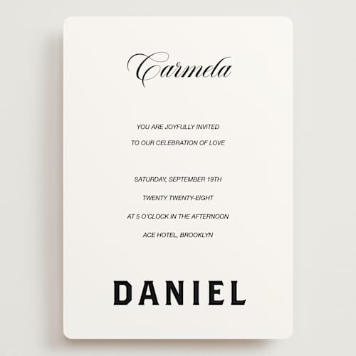 This is a lace wedding invitations with standard by Studio Suku called bold and demure printing on signature in grand