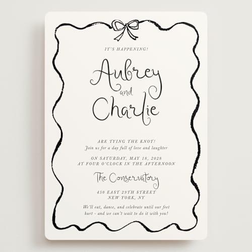 This is a tuxedo wedding invitations with standard by Cass Loh called quirky fun printing on signature in grand