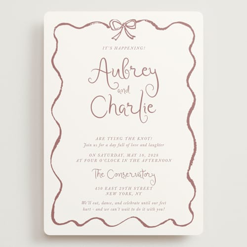 This is a dusty rose wedding invitations with standard by Cass Loh called quirky fun printing on signature in grand