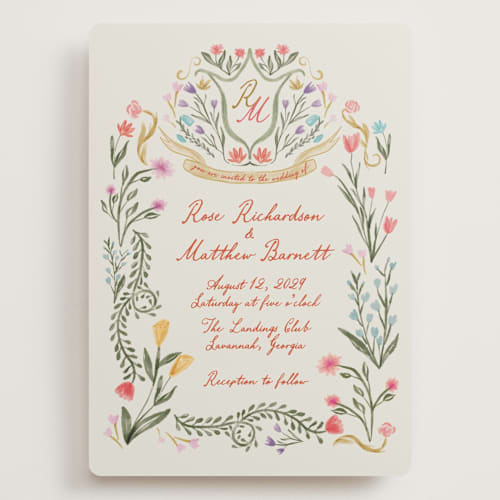 This is a sunset wedding invitations with standard by Maja Cunningham called chantilly printing on signature in grand