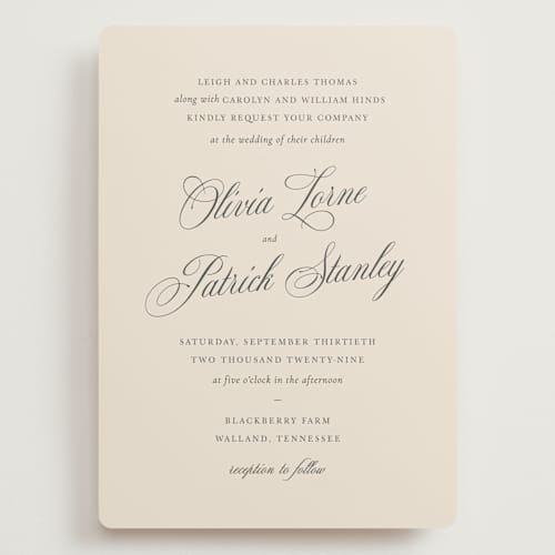 This is a champagne wedding invitations with standard by Sara Hicks Malone called belle meade printing on signature in grand
