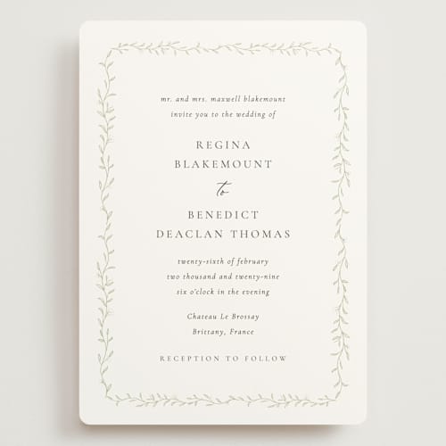 This is a ivy wedding invitations with standard by chocomocacino called cramique printing on signature in grand