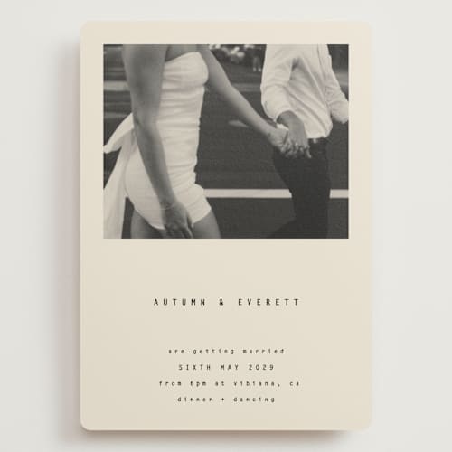 This is a vanilla wedding invitations with standard by Blustery August called nonnette printing on signature in grand