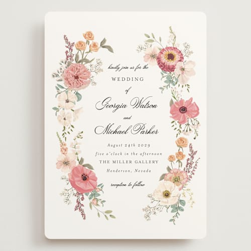 This is a sunset wedding invitations with standard by Susan Moyal called cherished printing on signature in grand