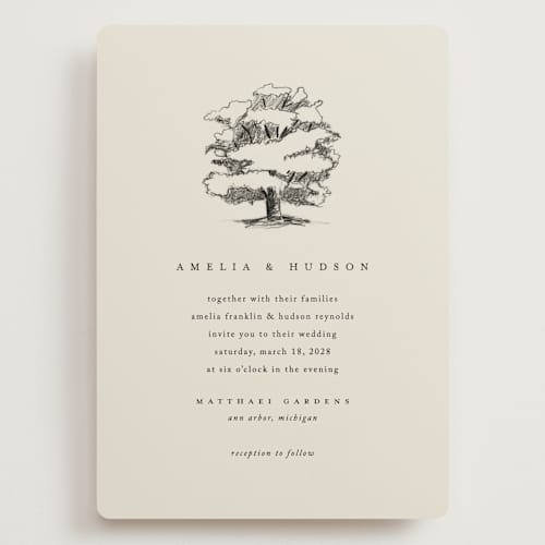 This is a dove wedding invitations with standard by Amy Kross called white oak printing on signature in grand