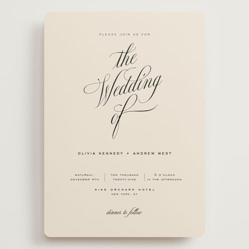 This is a almond wedding invitations with standard by Eric Clegg called modern romance printing on signature in grand