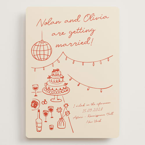 This is a sangria spark wedding invitations with standard by Zove Ahhh called party on! printing on signature in grand