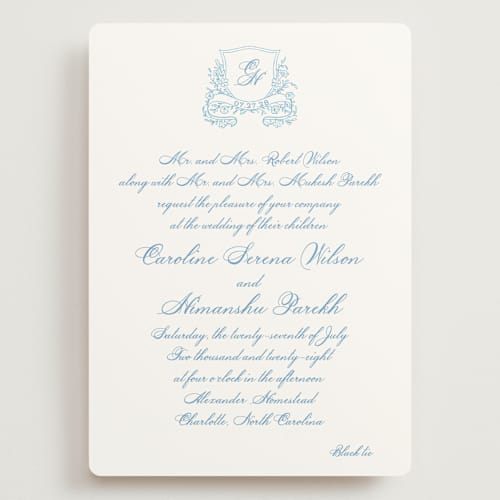 This is a capri wedding invitations with standard by Creo Study called royalty printing on signature in grand