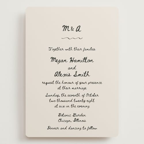This is a lace wedding invitations with standard by Cass Loh called simple monogram printing on signature in grand