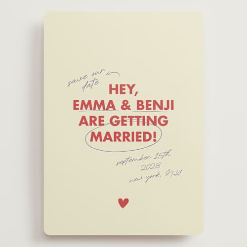 This is a latte save the date with standard by Helena Vitto called love note printing on signature in grand