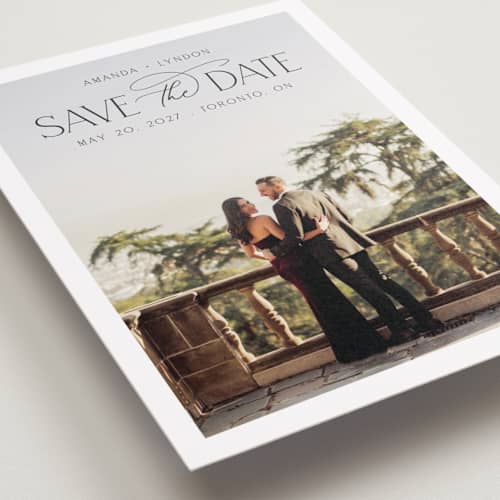 This is a cloud petite save the dates with standard by Nicole Walsh called flourish printing on recycled smooth signature in petite