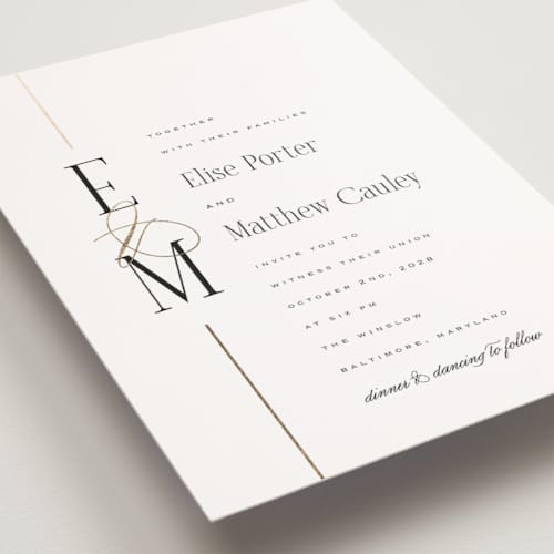 This is a silk petite wedding invitations with foil pressed by Laura Hankins called linear printing on signature in petite