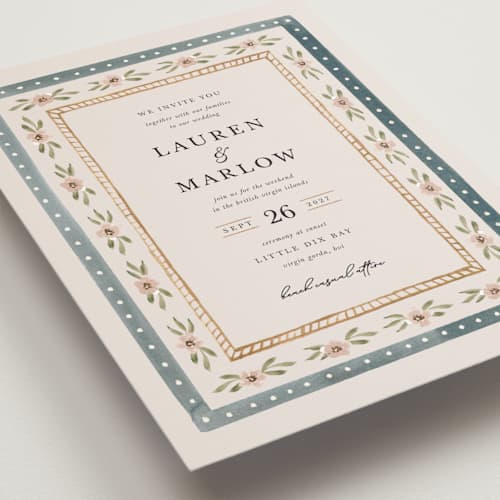 This is a sea petite wedding invitations with standard by leslie hamer called americana printing on signature in petite