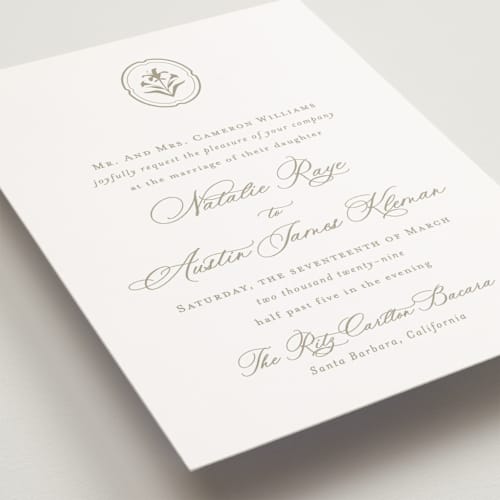 This is a paris rain petite wedding invitations with standard by Jennifer Postorino called calia printing on signature in petite
