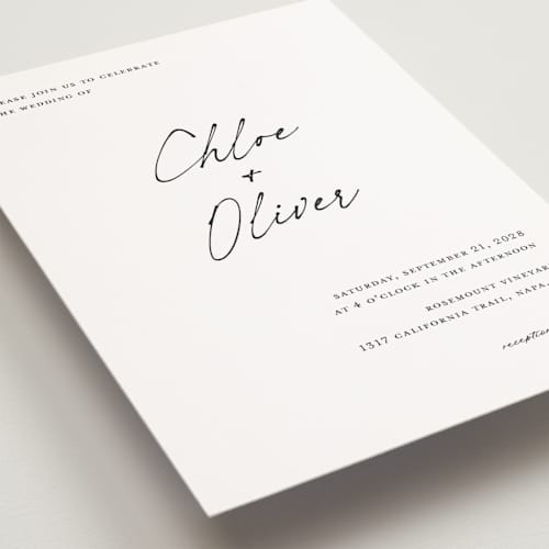 This is a jasmine petite wedding invitations with standard by Pippa Shaw called modern classic printing on signature in petite