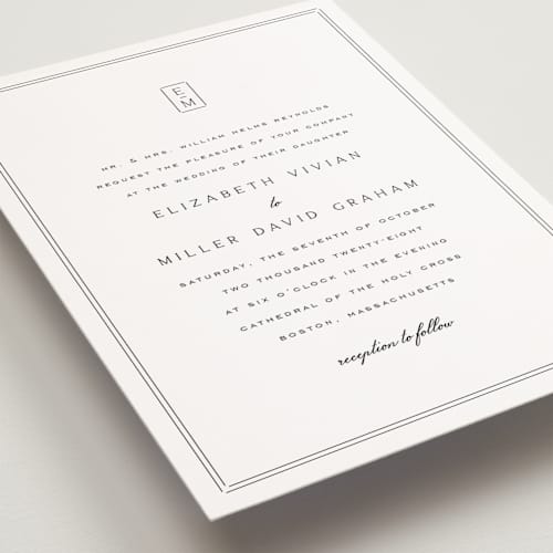 This is a salt petite wedding invitations with standard by Amy Kross called stripe bevel printing on signature in petite