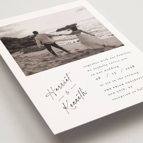 This is a linen petite wedding invitations with standard by Ana de Sousa called scripted elegance printing on signature in petite