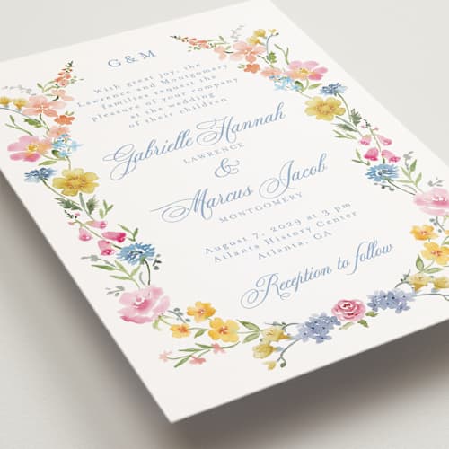 This is a meadow petite wedding invitations with standard by Petra Kern called everlasting romance printing on signature in petite