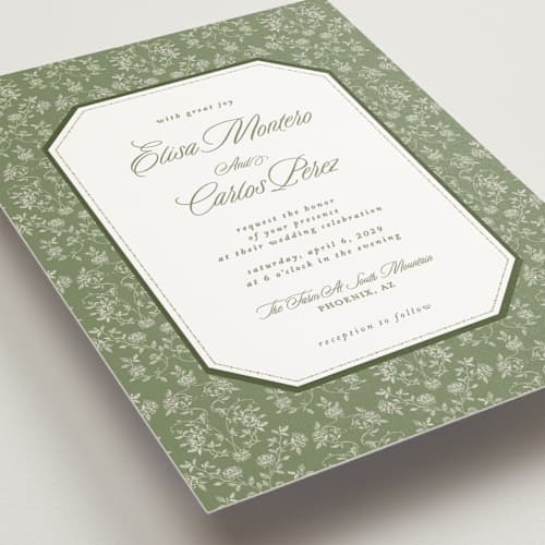 This is a forest petite wedding invitations with standard by Sherley Ferreira called vintage garden printing on signature in petite