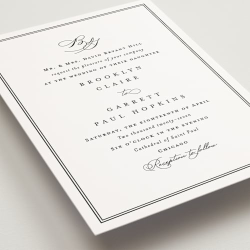 This is a noir petite wedding invitations with standard by Amy Kross called overlapping printing on signature in petite