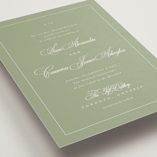This is a garden petite wedding invitations with standard by Kelly Schmidt called greenwood printing on signature in petite