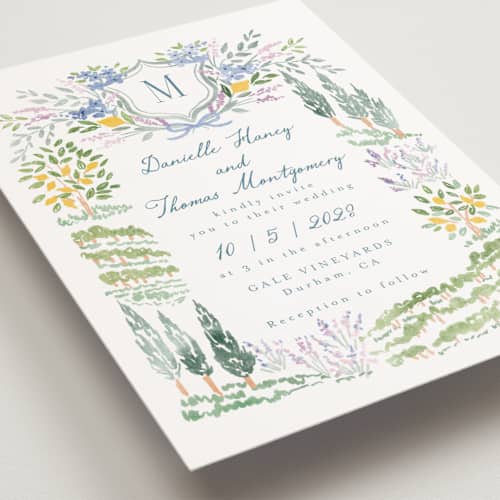 This is a summer petite wedding invitations with standard by Petra Kern called vineyard love printing on signature in petite