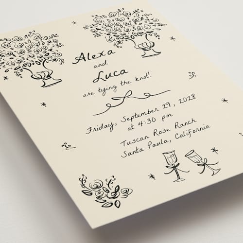 This is a vanilla petite wedding invitations with standard by Ani Somi called roses printing on signature in petite
