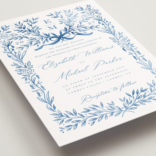 This is a cobalt petite wedding invitations with standard by Petra Kern called royal printing on signature in petite