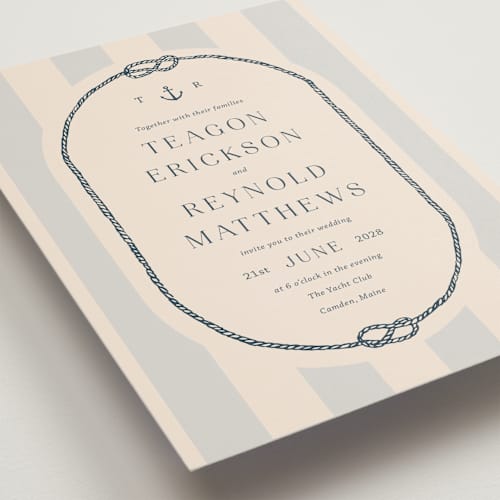 This is a sea breeze petite wedding invitations with standard by Rebecca Durflinger called nautical nuptials printing on signature in petite