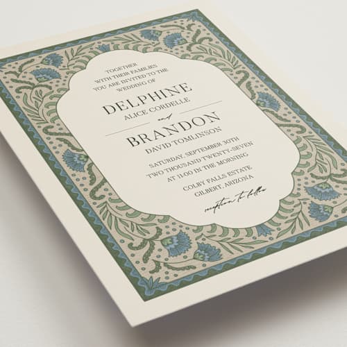 This is a robin's egg petite wedding invitations with standard by Jen Owens called century printing on signature in petite