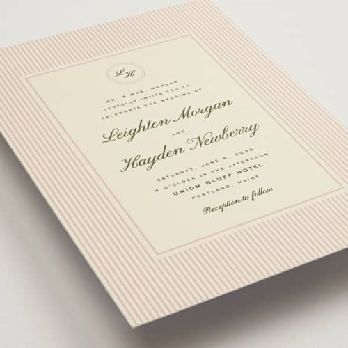 This is a blush petite wedding invitations with standard by Ellen Schlegelmilch called hayden printing on signature in petite