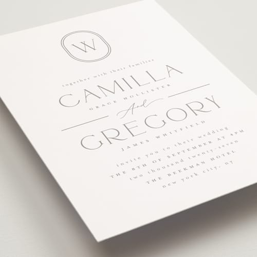 This is a latte petite wedding invitations with standard by Kristie Kern called the hudson printing on signature in petite
