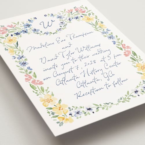 This is a meadow petite wedding invitations with standard by Petra Kern called meadow whisper printing on signature in petite