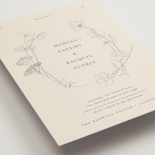 This is a ivory petite wedding invitations with standard by Baumbirdy called floral stamp printing on signature in petite