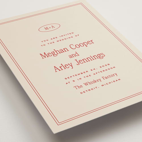 This is a cherry petite wedding invitations with standard by Ellen Schlegelmilch called cherry printing on signature in petite