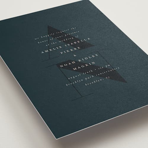 This is a midnight petite wedding invitations with standard by Up Up Creative called centro printing on signature in petite