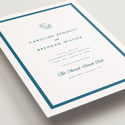This is a ocean petite wedding invitations with standard by Kelly Schmidt called coast printing on signature in petite