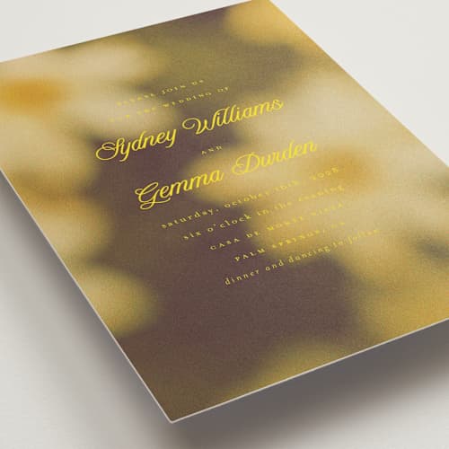 This is a island citrus petite wedding invitations with standard by Morgan Kendall called bloom printing on signature in petite